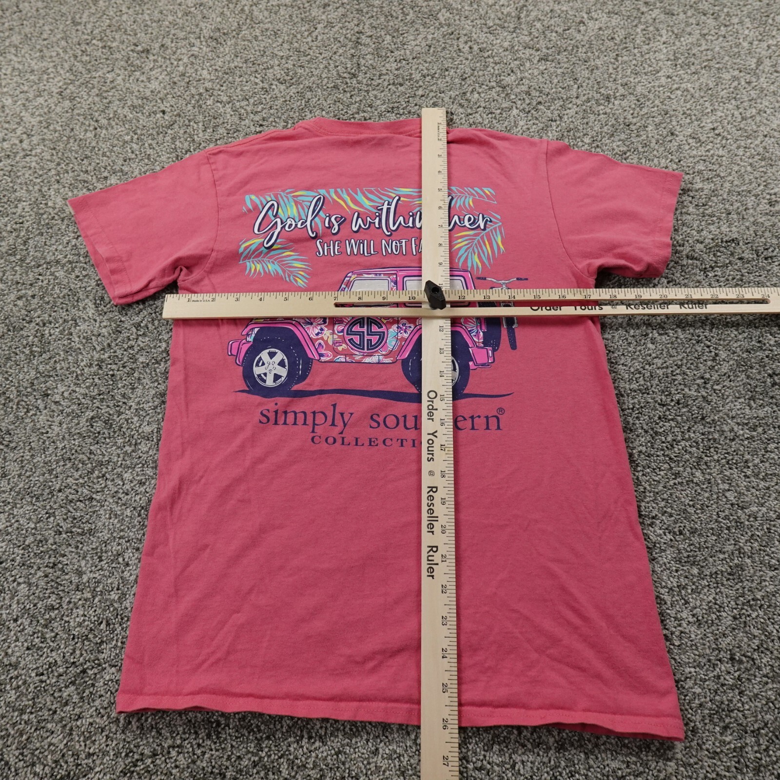 Simply Southern Shirt Womens S Pink Floral Jeep Beach Tropical Bible God Preppy