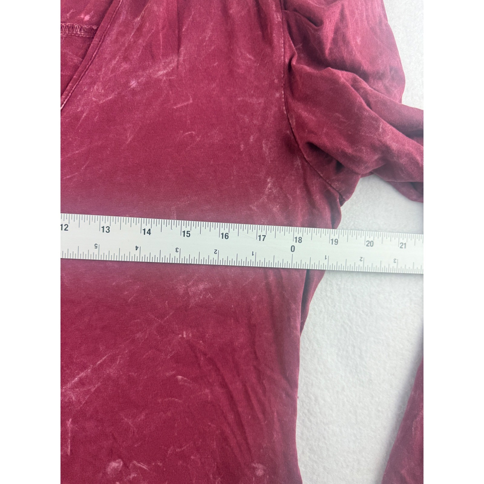 7 For All Mankind Maroon Puff Sleeve Top, V Neck, Long Sleeve, Casual, Blouse