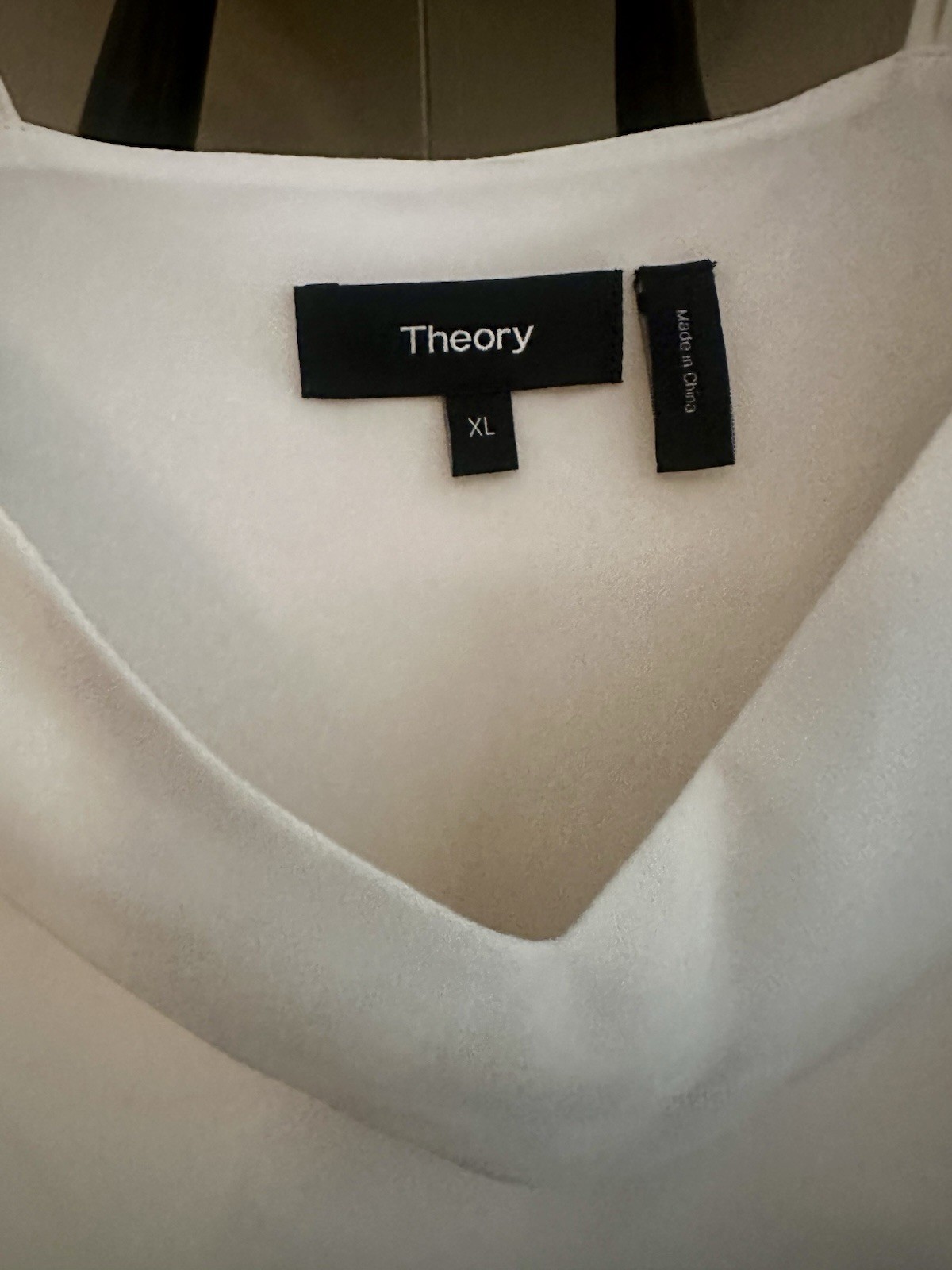 Theory Ivory Silk Draped Cowl Neck Blouse Sleeveless Tank Top Shell Size XL