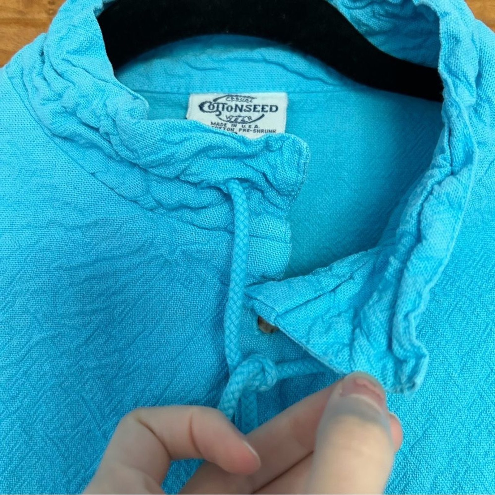 Cottonseeds 3 Button Pullover Top Bright Blue Unisex Sze Small Coastal Lagenlook