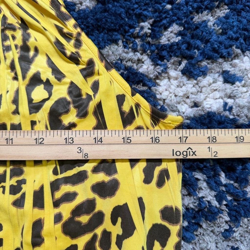 Takara Yellow and Brown Leopard Print Halter Neck Top Size M