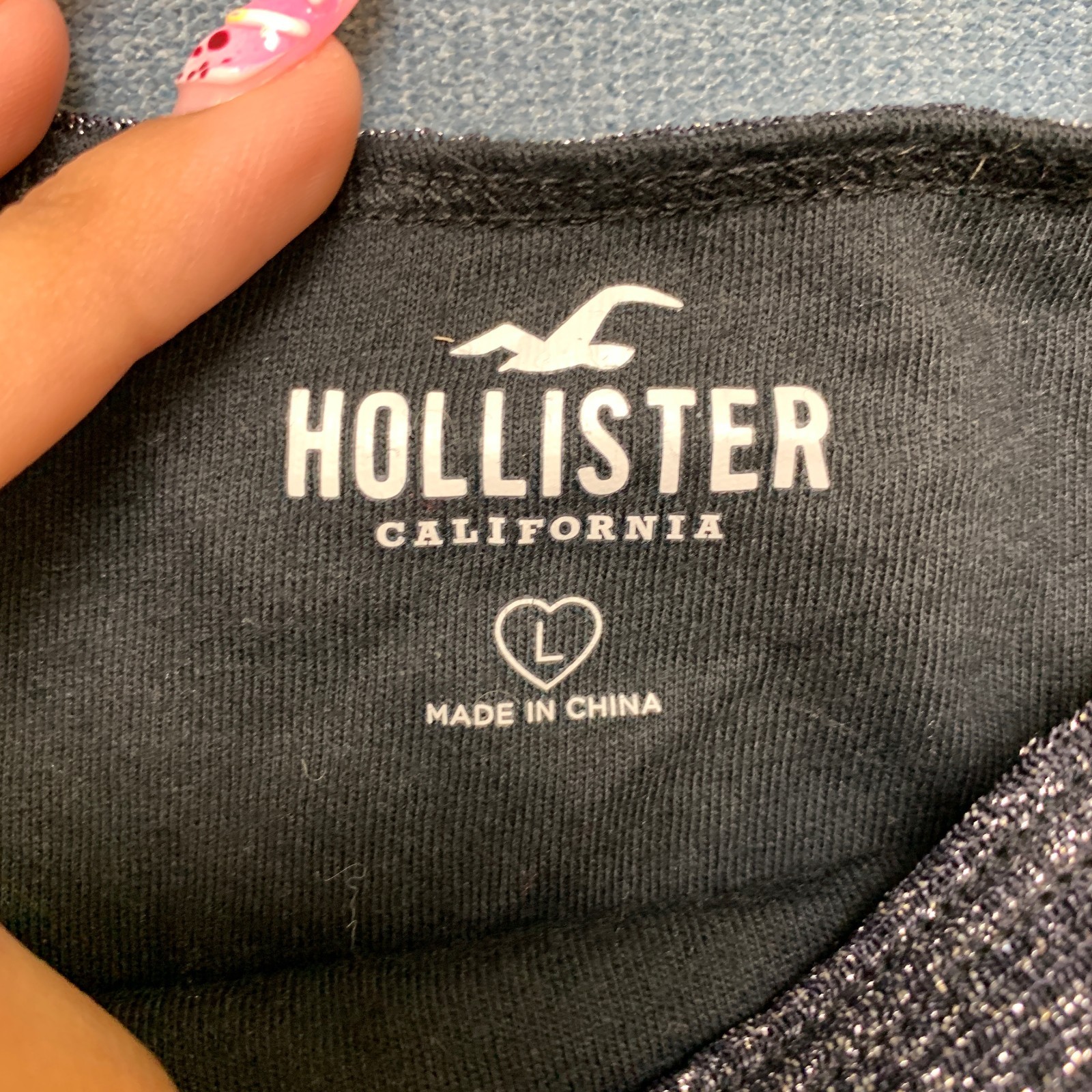 Hollister Cropped Camisole Top Womens Large Gray Lined Sparkles & Cinch Side