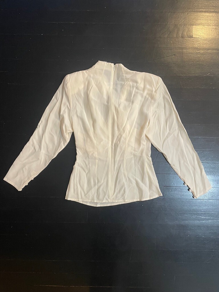 Andrea Jovine 100% Silk Ivory Draped Blouse Size 4