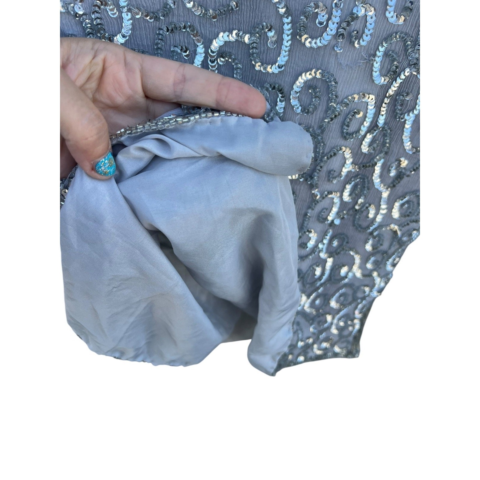Joseph Le Bon Women’s Gray Silver Glitter Sequin Blouse Size Petite 8