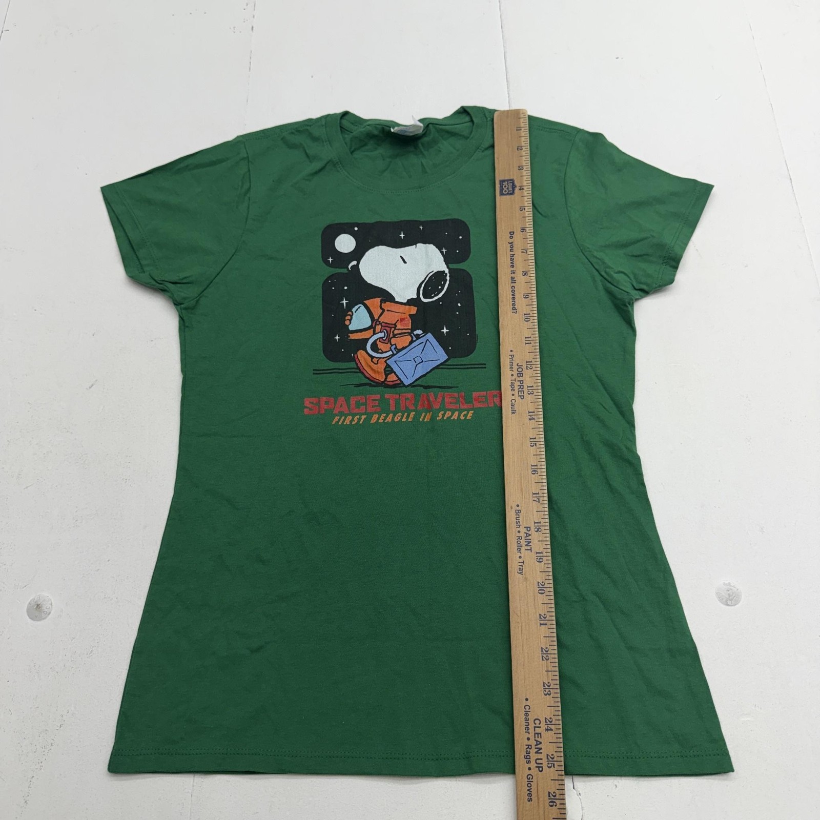 Port & Company Shirt Womens S Green Snoopy Space Traveler Astronaut Peanuts