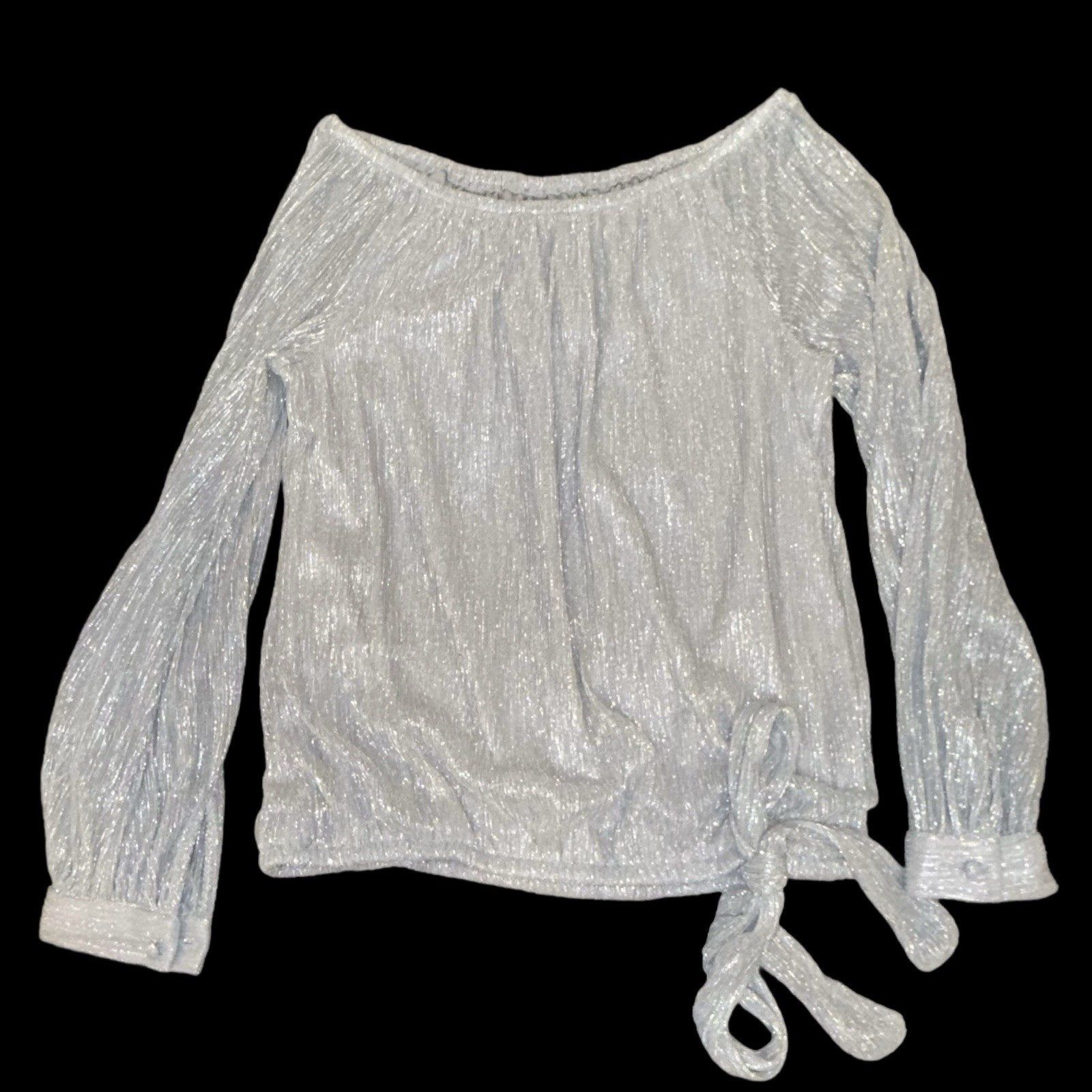 Fun CeCe Silver Metallic Blouse, Festive, Dressy, Size M