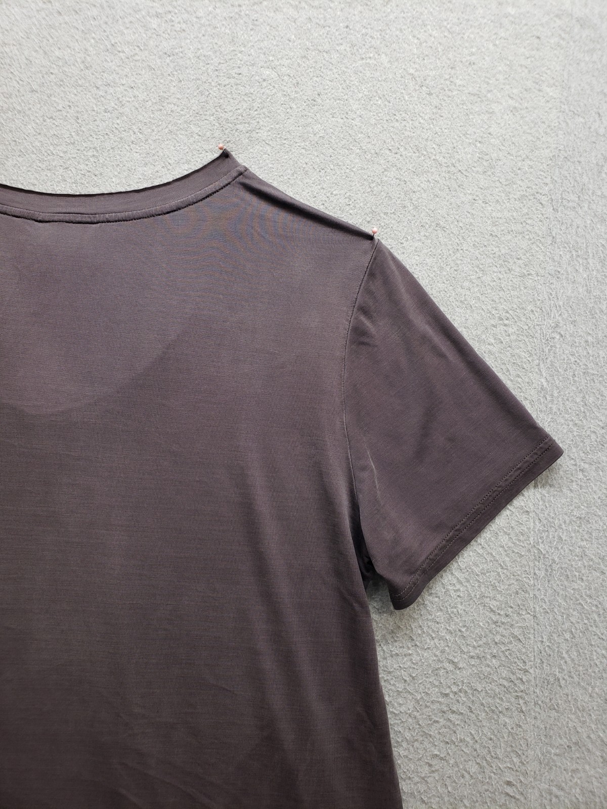 Dolan Women Top L Charcoal Gray V Neck Short Sleeve Basic Tee Summer Casual Wear