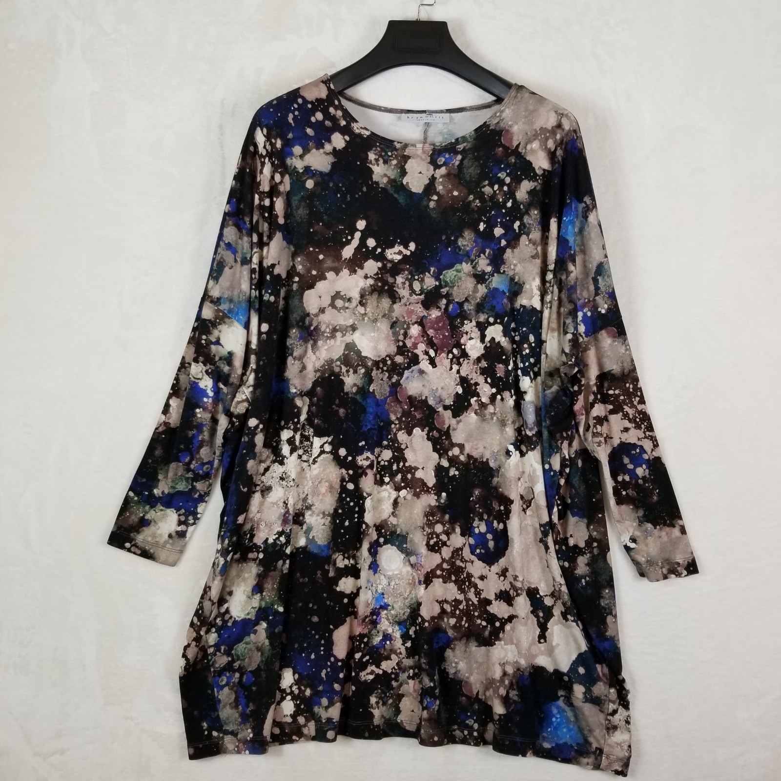 Bryn Walker Tunic Women Large Multi Color Abstract Splatter Italian Fabric USA