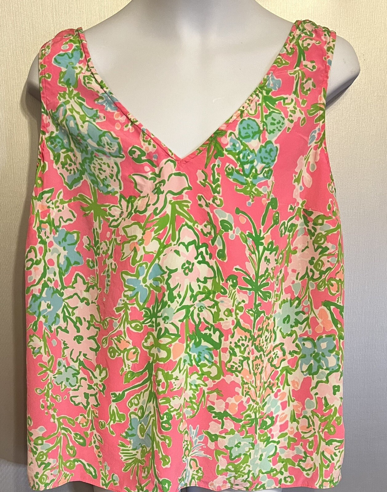 Lilly Pulitzer Cipriani Top Southern Charm Pink Sleeveless V-Neck Tank Small