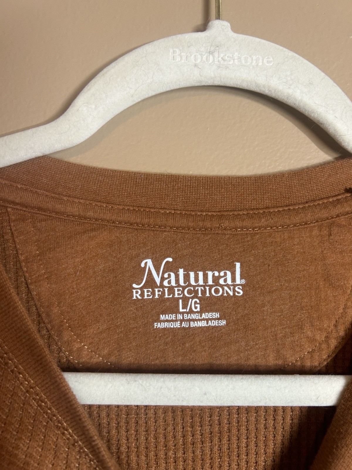 Natural Reflections Orange Solid Long Sleeve Shirt Blouse Size L Soft Cotton