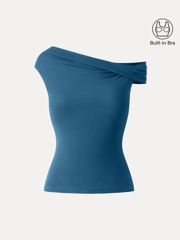 Women’s Convertible Brami Tank Top Built In Bra Multi Way Stretch, Dark Marine