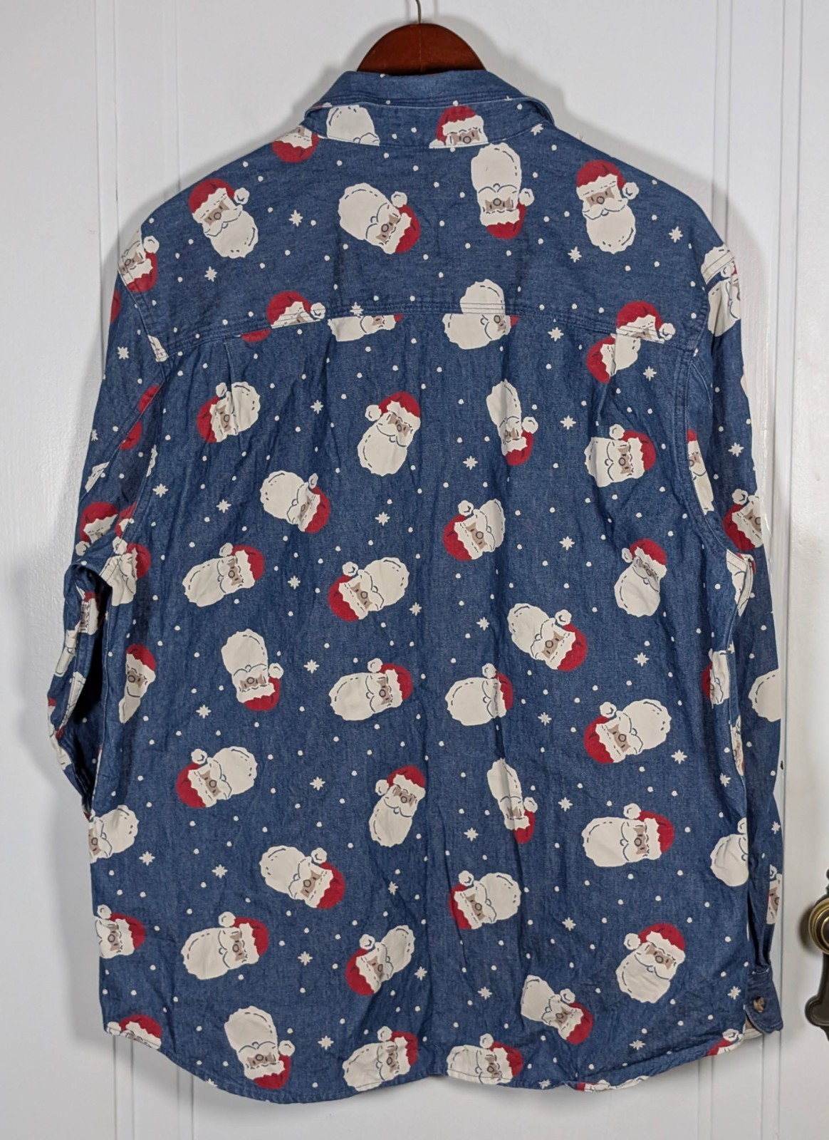 Westbound Santa Claus Print Christmas Shirt Women’s Large Vintage 90s Folk Art