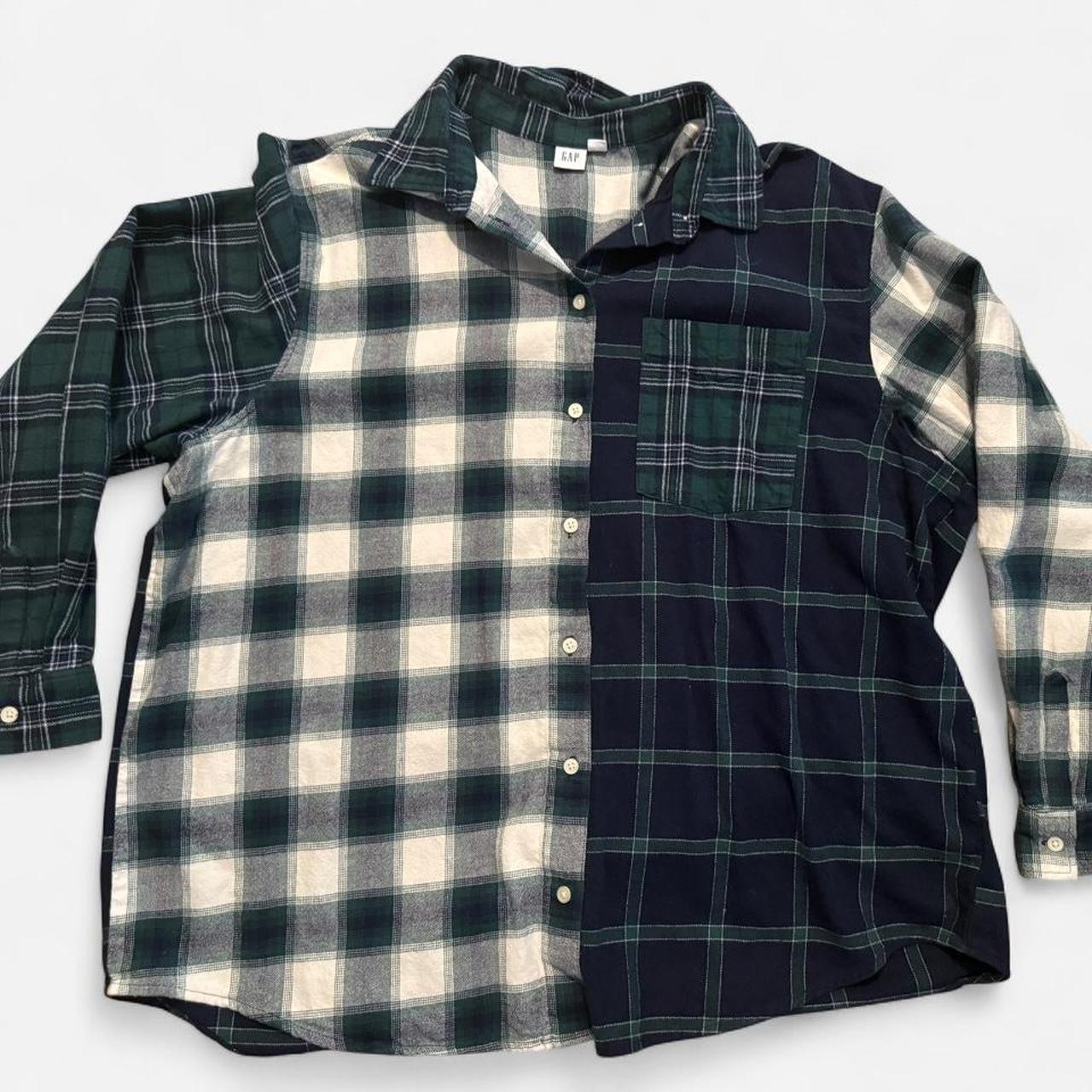 Gap mixed-plaid patchwork design button-up
