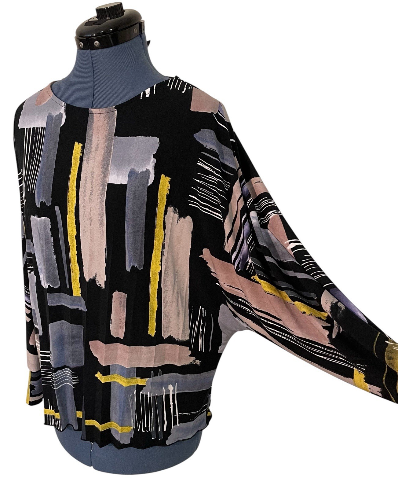 Frank Lyman Abstract Geo Asymmetrical Dolman Sleeve Tunic Art to Wear Boho 4
