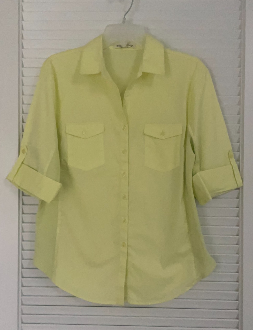 Hester & Orchard Lemon (Yellow) Button Up Blouse 3/4 Sleeve Size L NWT