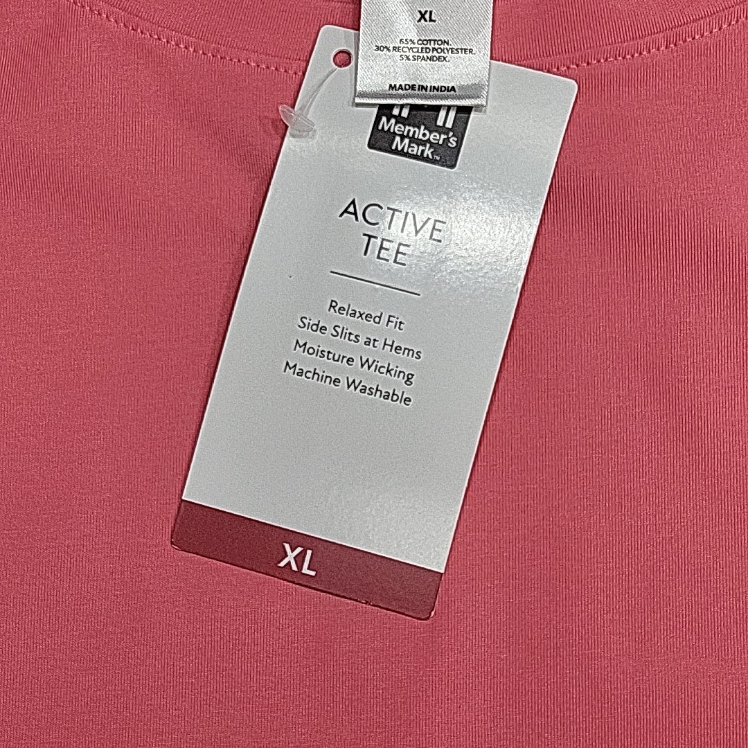 Members Mark Womens Top X-Large Size Pink Short Sleeves Active Tee Shirt