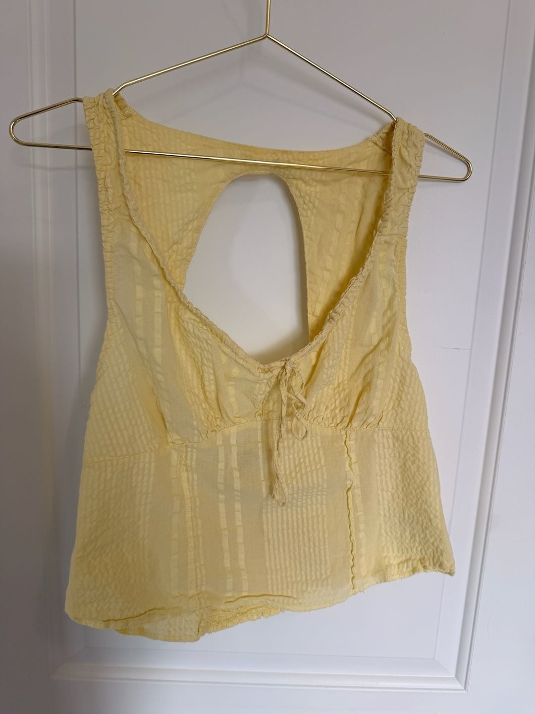 Cute Butter Yellow Cami Crop Tank Top with Open Back