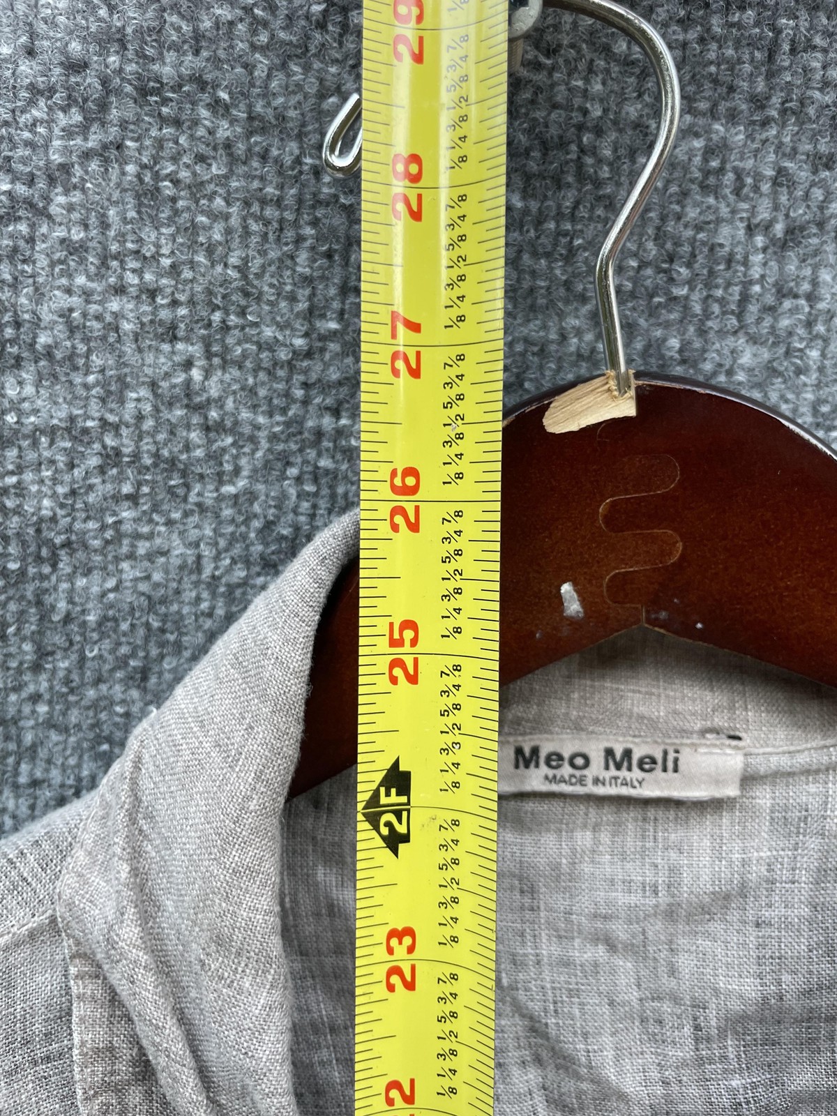 Meo Meli Shirt Womens Large Gray Linen Button Front Made in Italy Long Sleeve