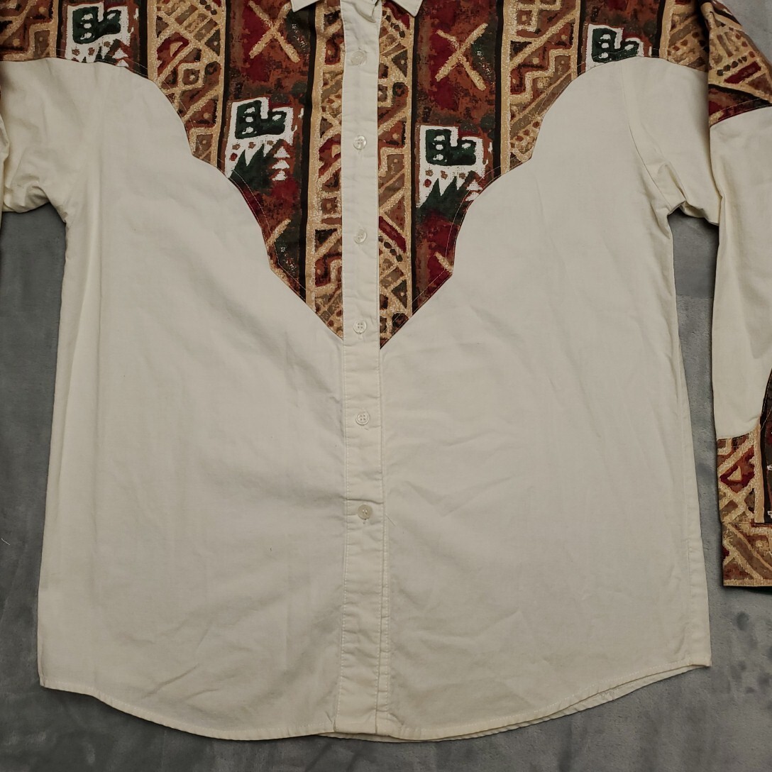 Vintage Adobe Rose Shirt Women M Multicolor Yoked Button Up Cowboy Western Retro