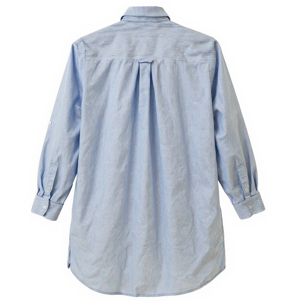 Finley Striped Button Up Shirt Dress Layered Tunic XL Blue Made in USA