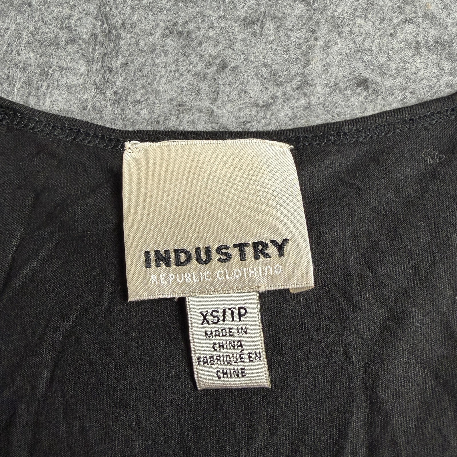 Industry Tank Top Womens XS, Black Button Front Scoop Neck Tunic Stretch Jersey