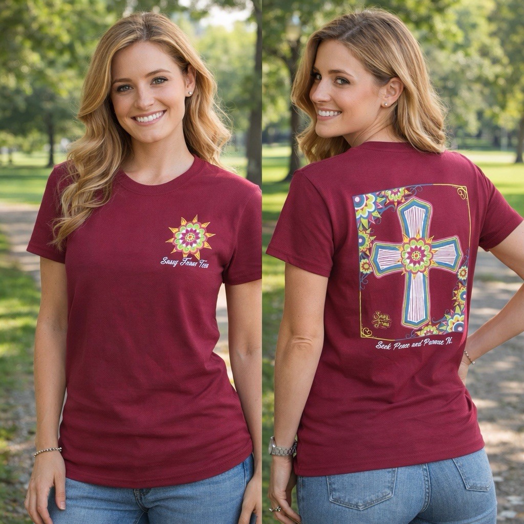 Sassy Frass Women’s Berry Cross Graphic T-Shirt Size Small NWOT Christian Tee