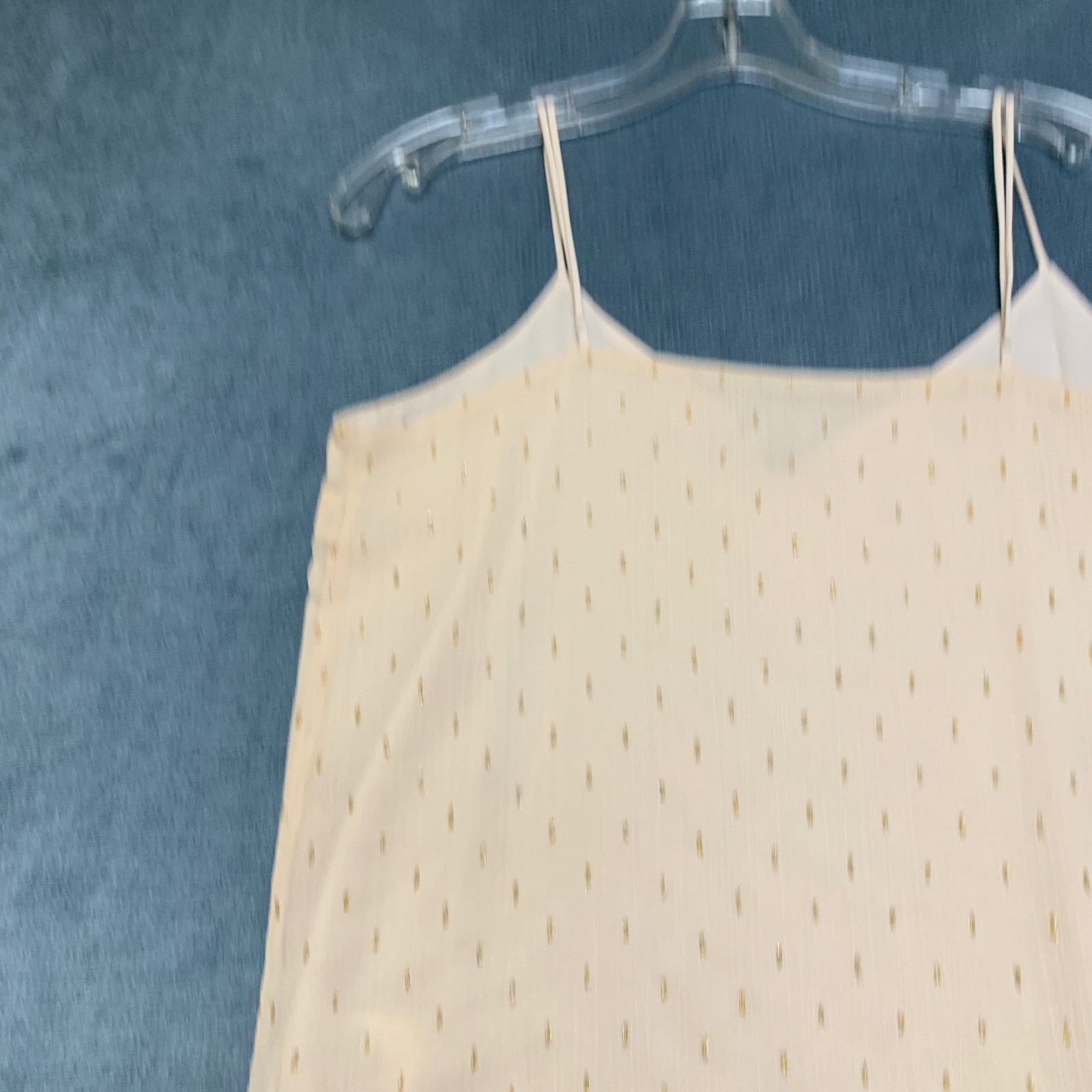 Express Camisole Top Women’s M Beige Casual Swiss Dot Adjustable Strap V Neck