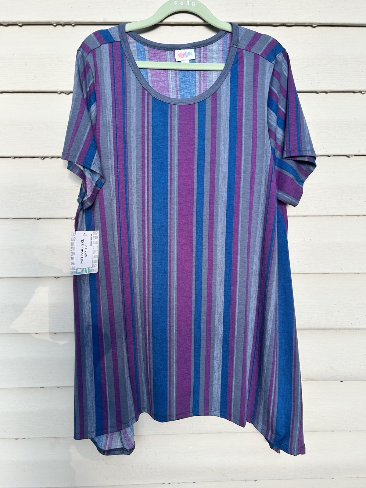 Lularoe Melissa, Purple/Gray/Blue Stripe, NWT, Size 2XL