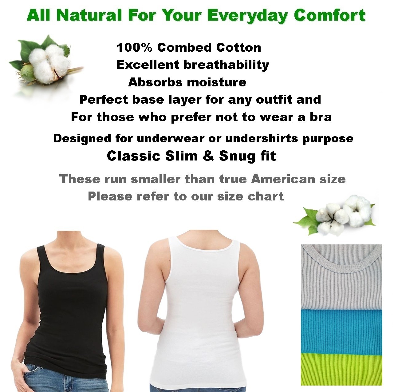 PROCLUB women tank top Yoga 100% cotton basic Undershirt A Shirt