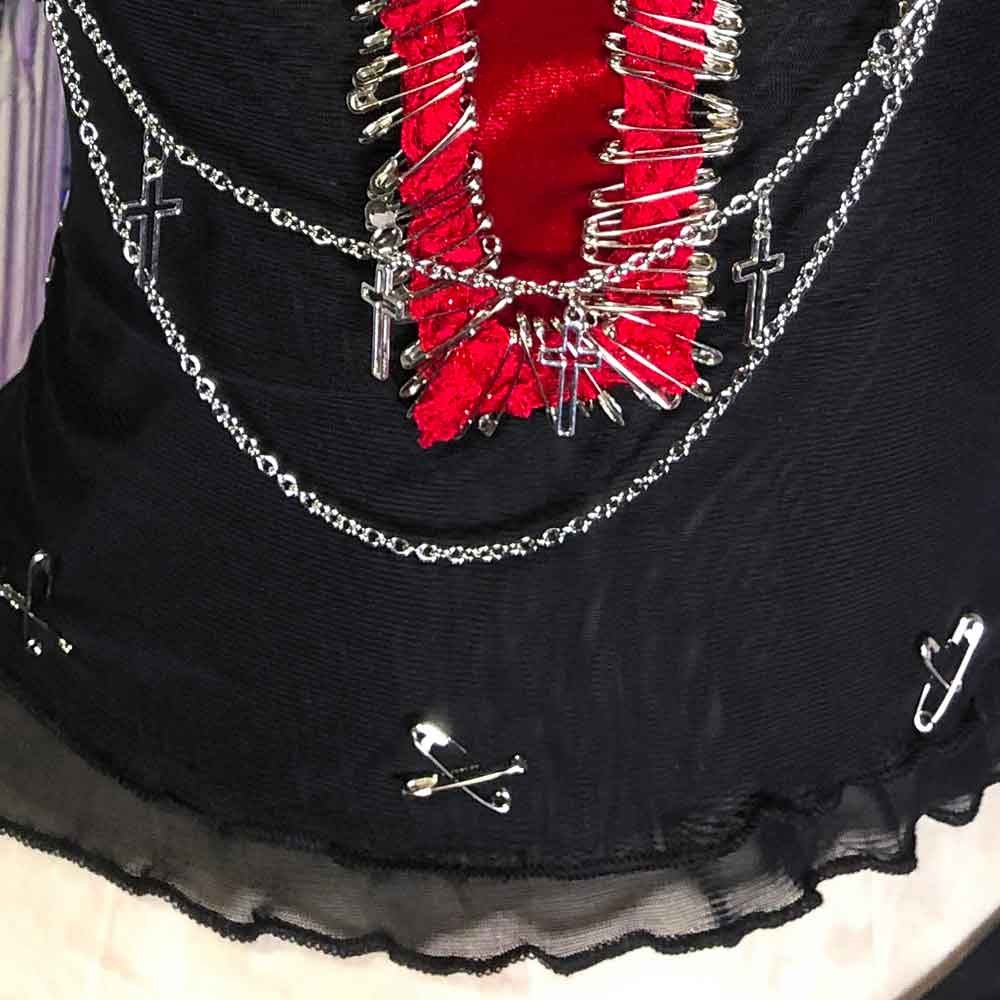 Goth Tops Punk Mini Rock Clothes Grunge Gothic Tank Emo Clothing Y2K Chic D3