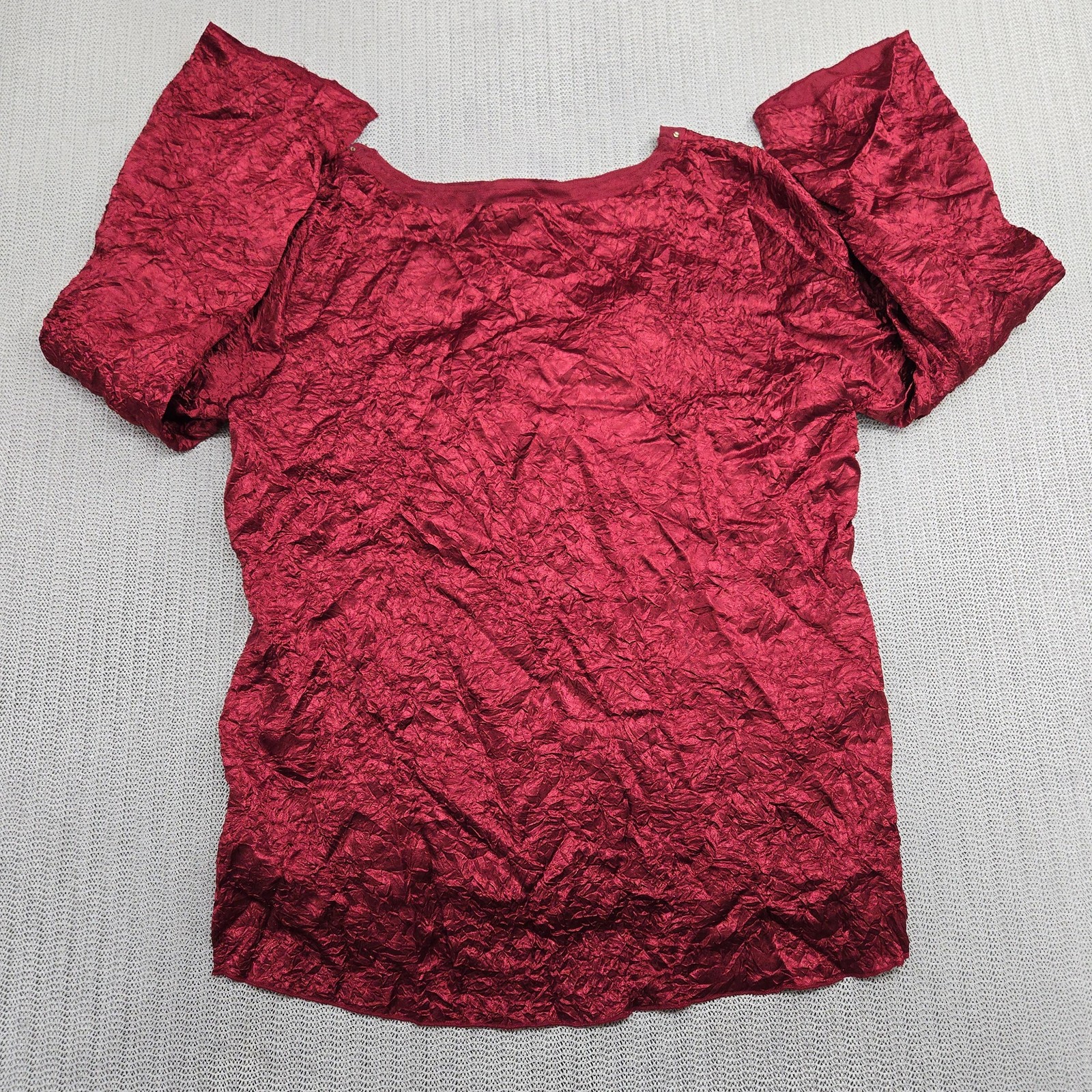 Faded Glory Shirt Womens Plus 18W 20W Red Boho Crinkle Tunic Blouse Embellished