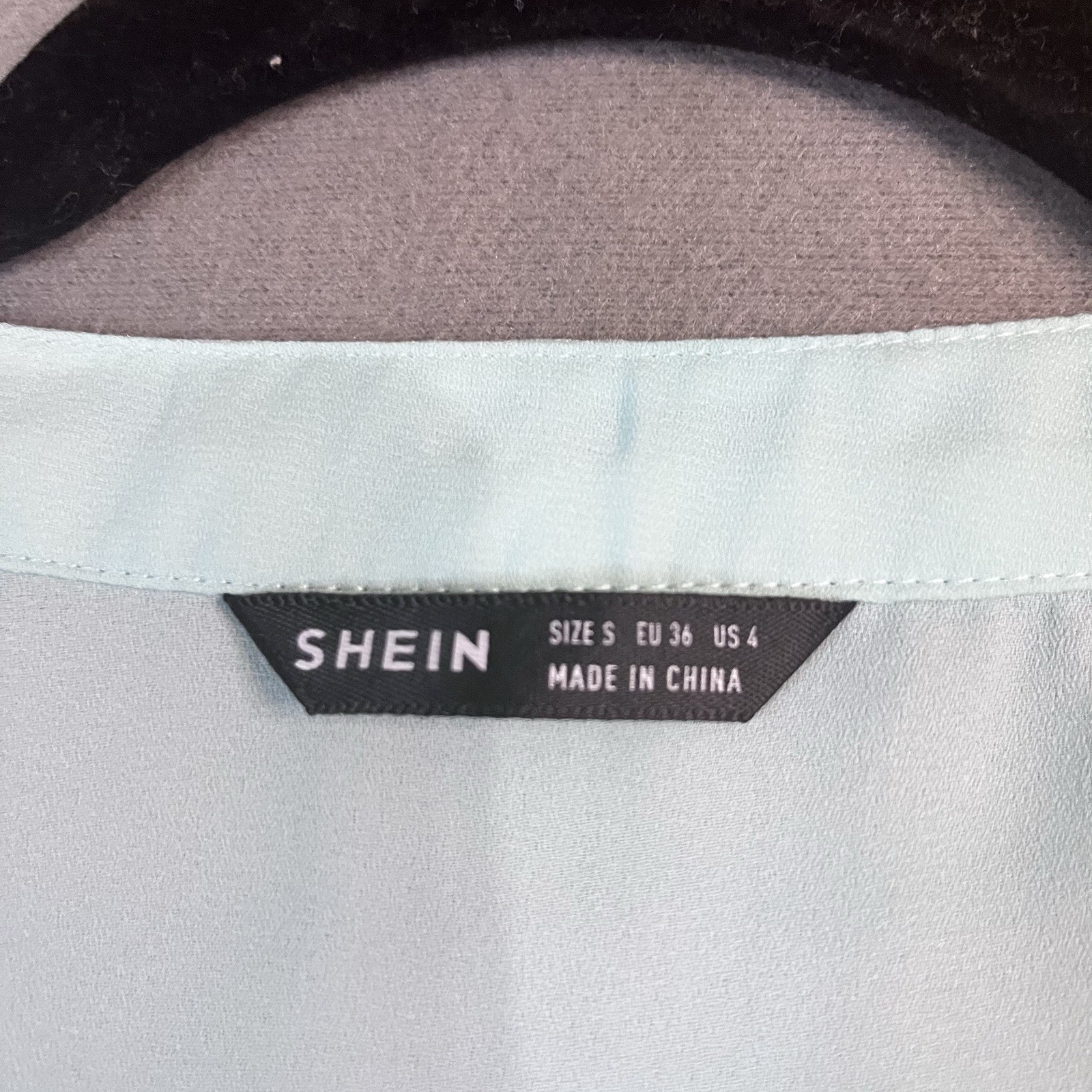 Shein Teal Light Blue Sheer Sleeveless Split V Neck Top Blouse Womens Size S
