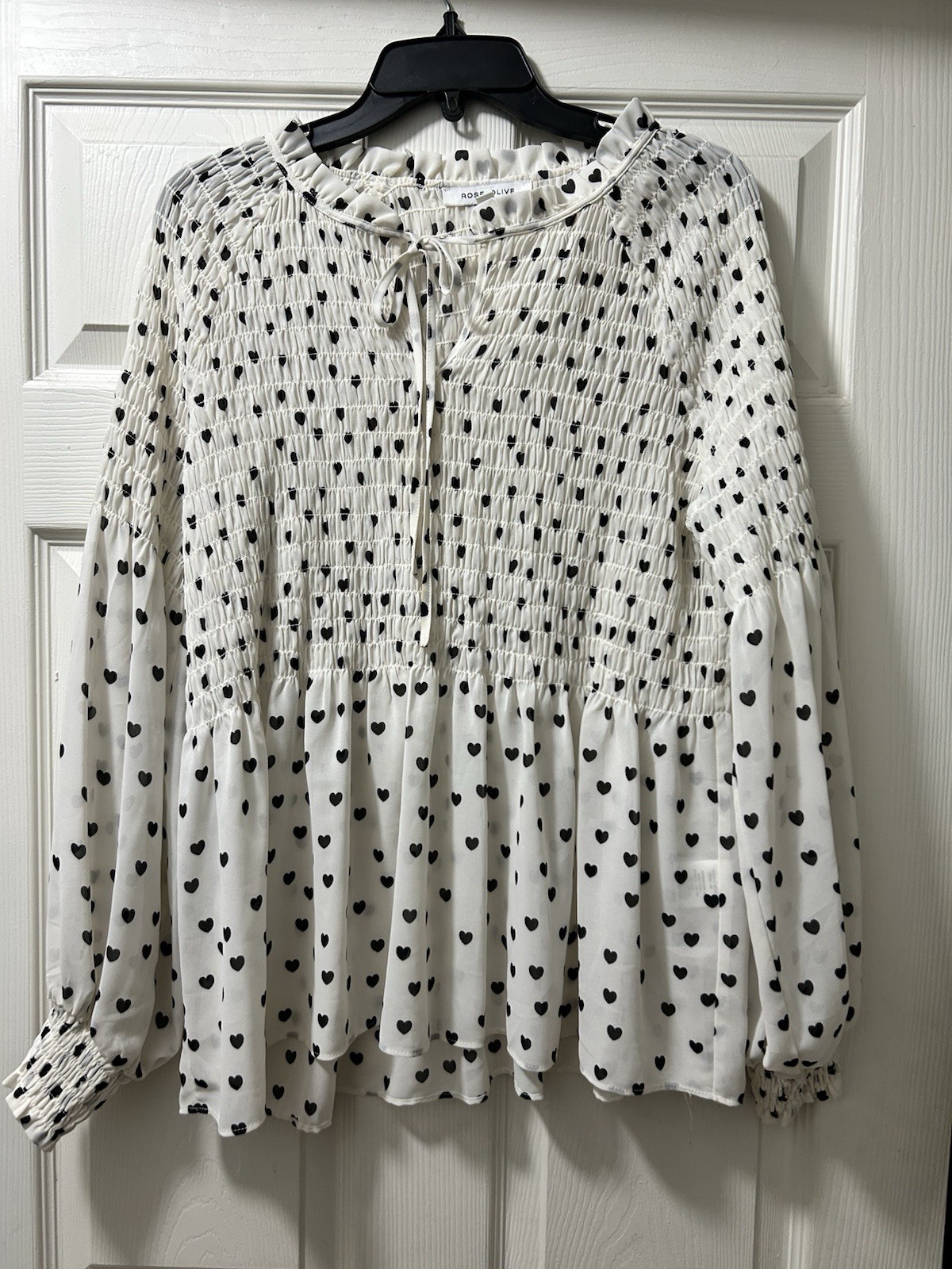 Ladies Rose & Olive Sheer Tunic Large Poka Dot Blouse