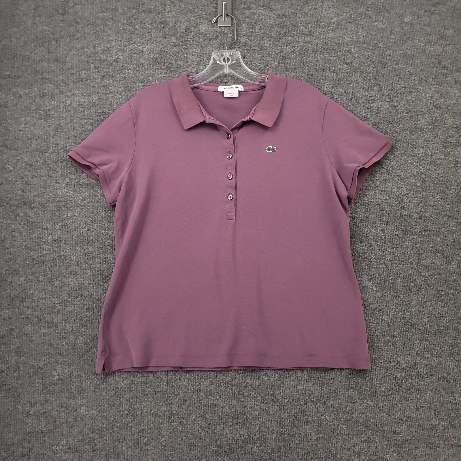 Lacoste Polo Shirt Womens 4 Purple Golf Short Sleeve Collared Stretch Knit Croc