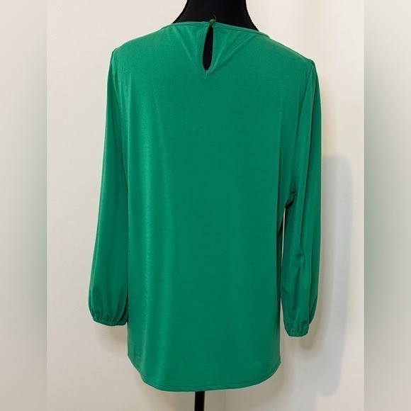 Adrianna Papell Green Smocked Yoke Balloon Sleeve Blouse AD1S301146