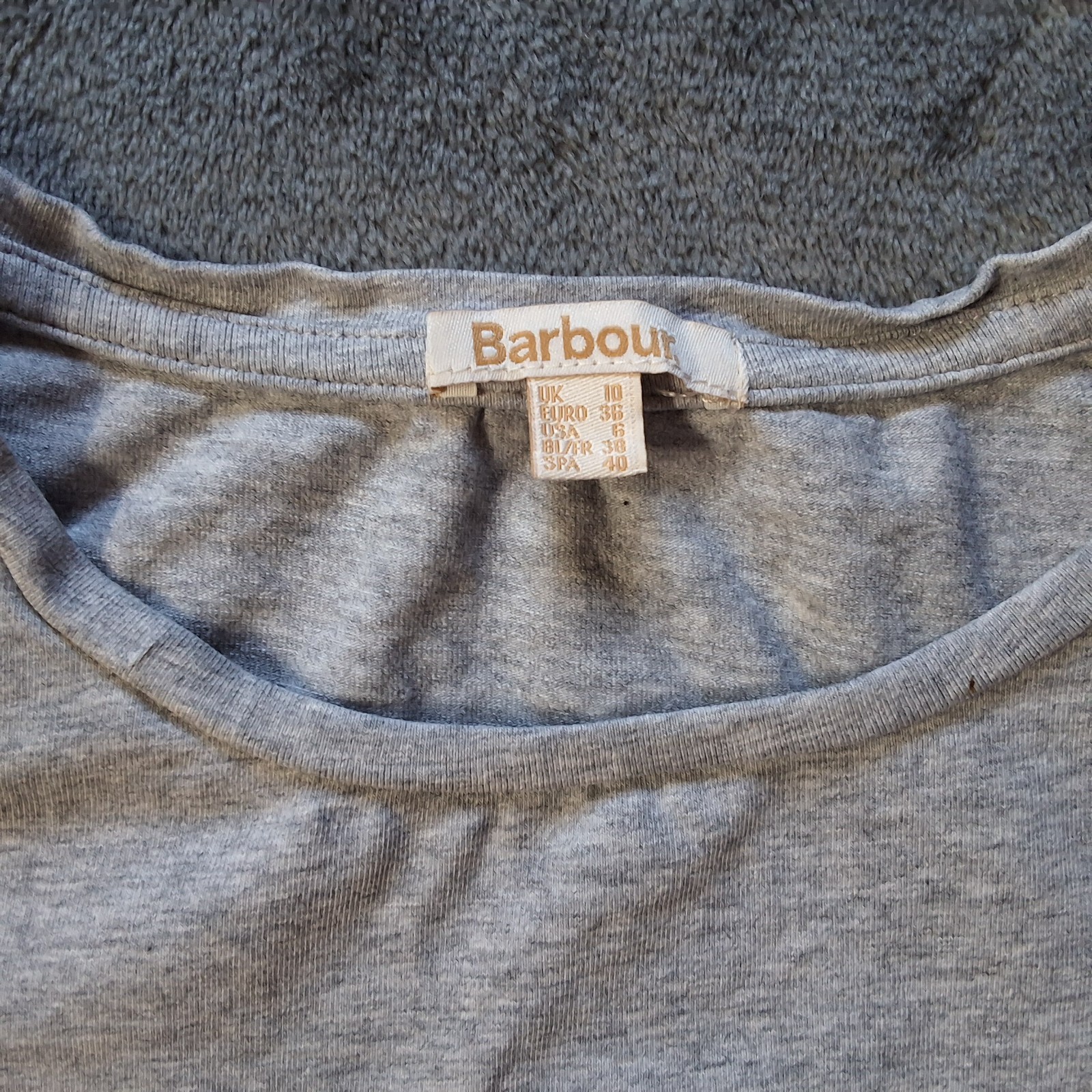 Women’s Designer Babour Seagull T-Shirt Tee Grey Size M / UK 10
