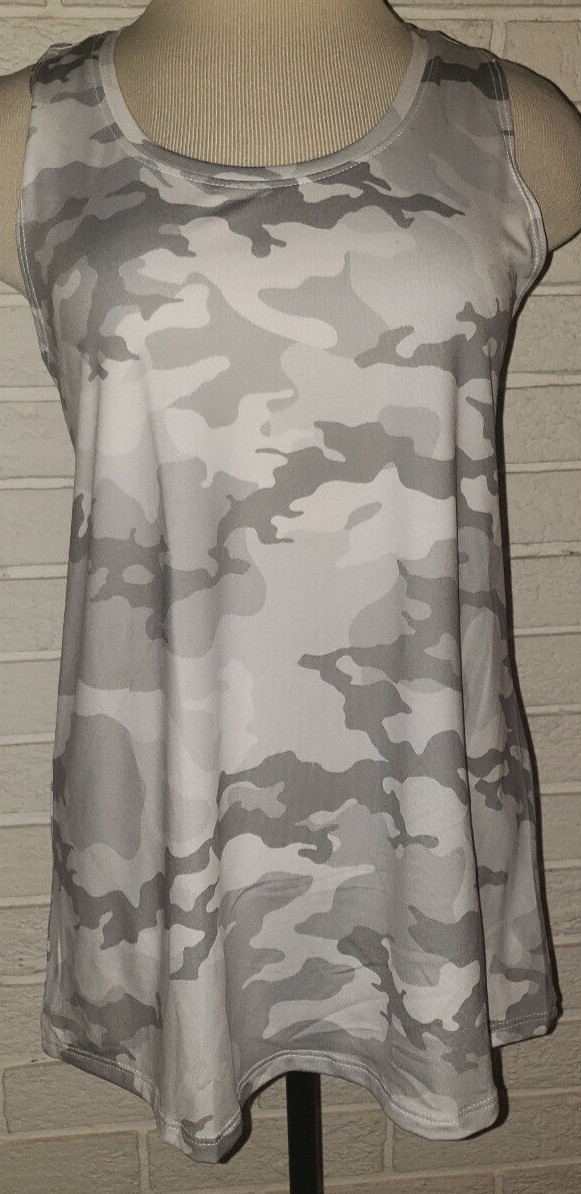 Women’s Athletic Works Gray White Camo Moisture Wick Racer Back Tank Top XS-3XL