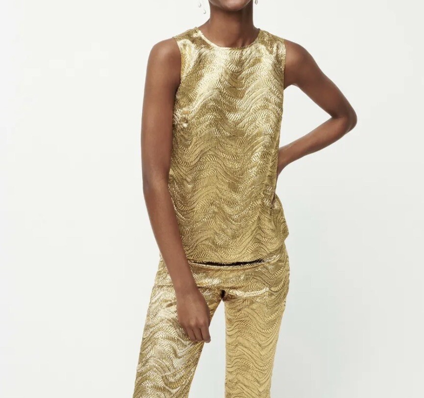 J. Crew Collection Bow Back Metallic Jacquard Top Sz Small New With Tag