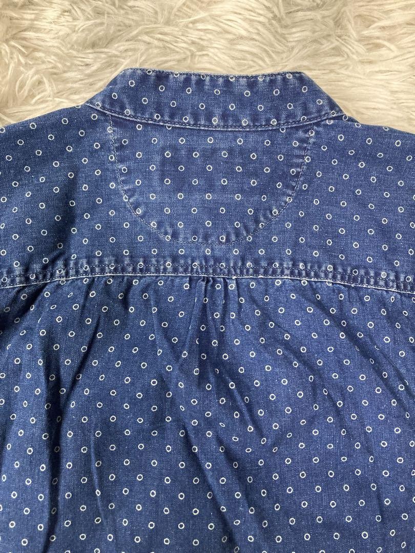 RRL Ralph Lauren Band Collar Shirt Bubble Pattern Rare 40cm Shoulder Vintage