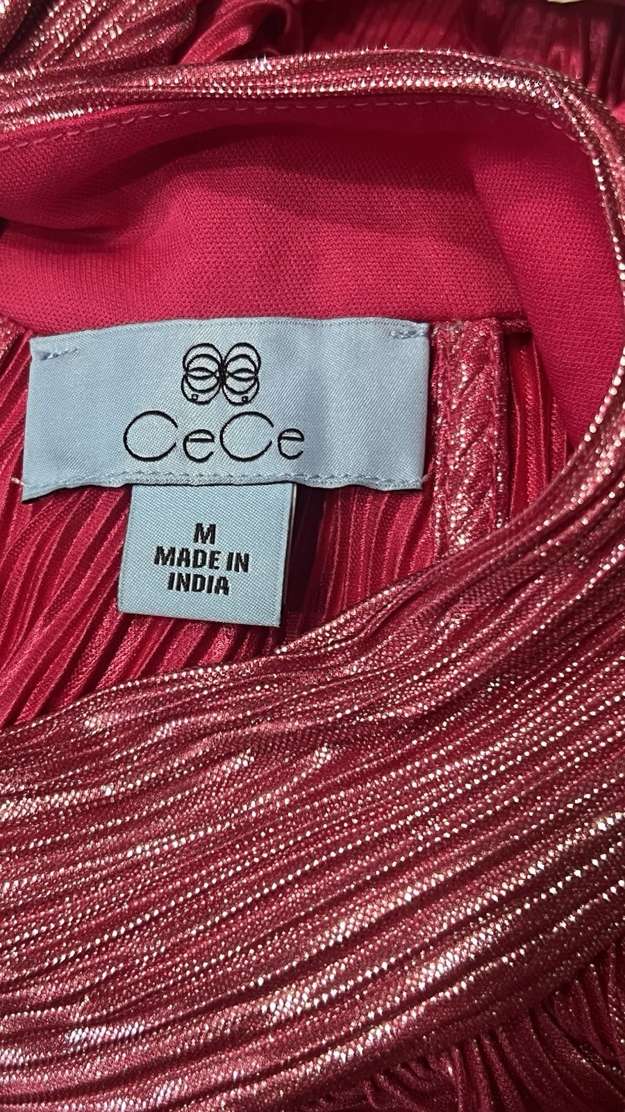 NWT: CeCe Pink Pleated Halter Neck Sleeveless Tie Tank Top Women’s Size M