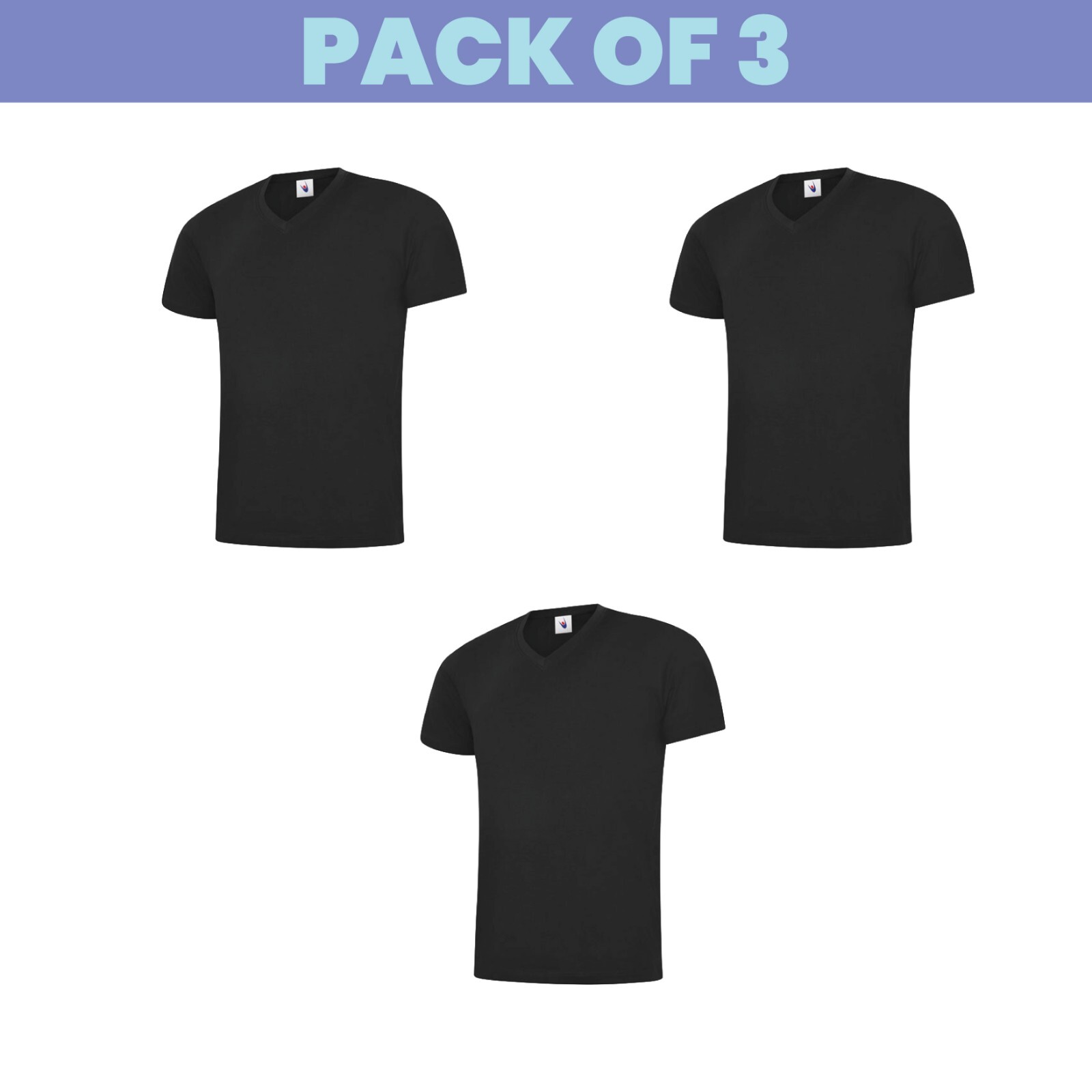 Packs of 5 & 3 Classic V Neck T-shirt Plain Short Sleeve Workwear Unisex UC317