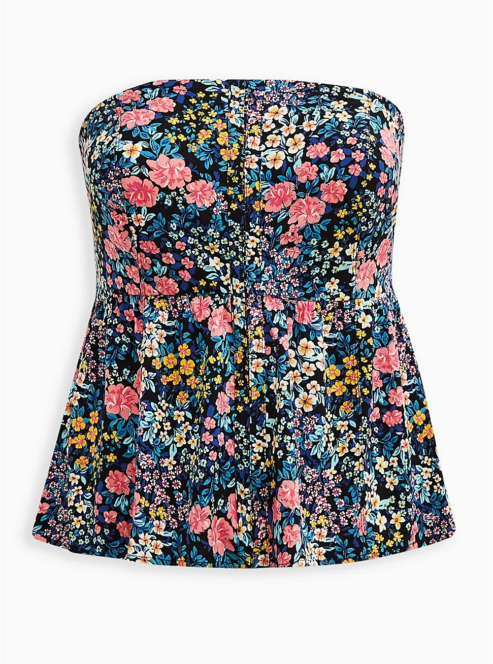 Torrid Stretch Challis Lace Up Back Corset Top Floral Black 2 2X 18 20 #E26780