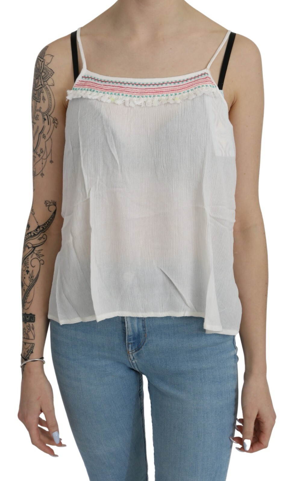 AXEL CONCEPT Top Viscose White Sleeveless Spaghetti Strap Tank IT42/ US8/ M $200