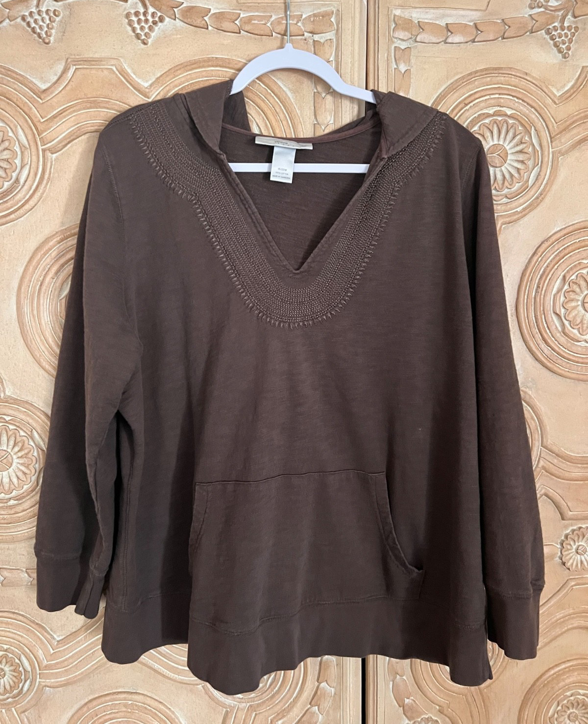 Vintage Venezia Lane Bryant Hooded Casual Pullover 100% Cotton Brown 18 20W