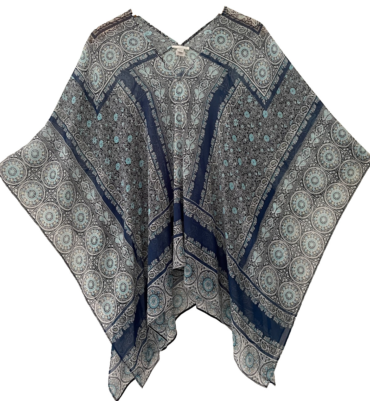 J. Jill 🌸 S M L blue paisley print popover blouse poncho style one size