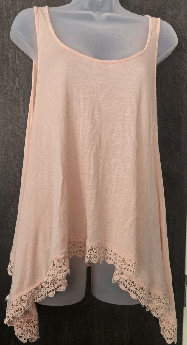 SWEET CLAIRE PEACH ASYMMETRICAL TUNIC TOP RAYON
