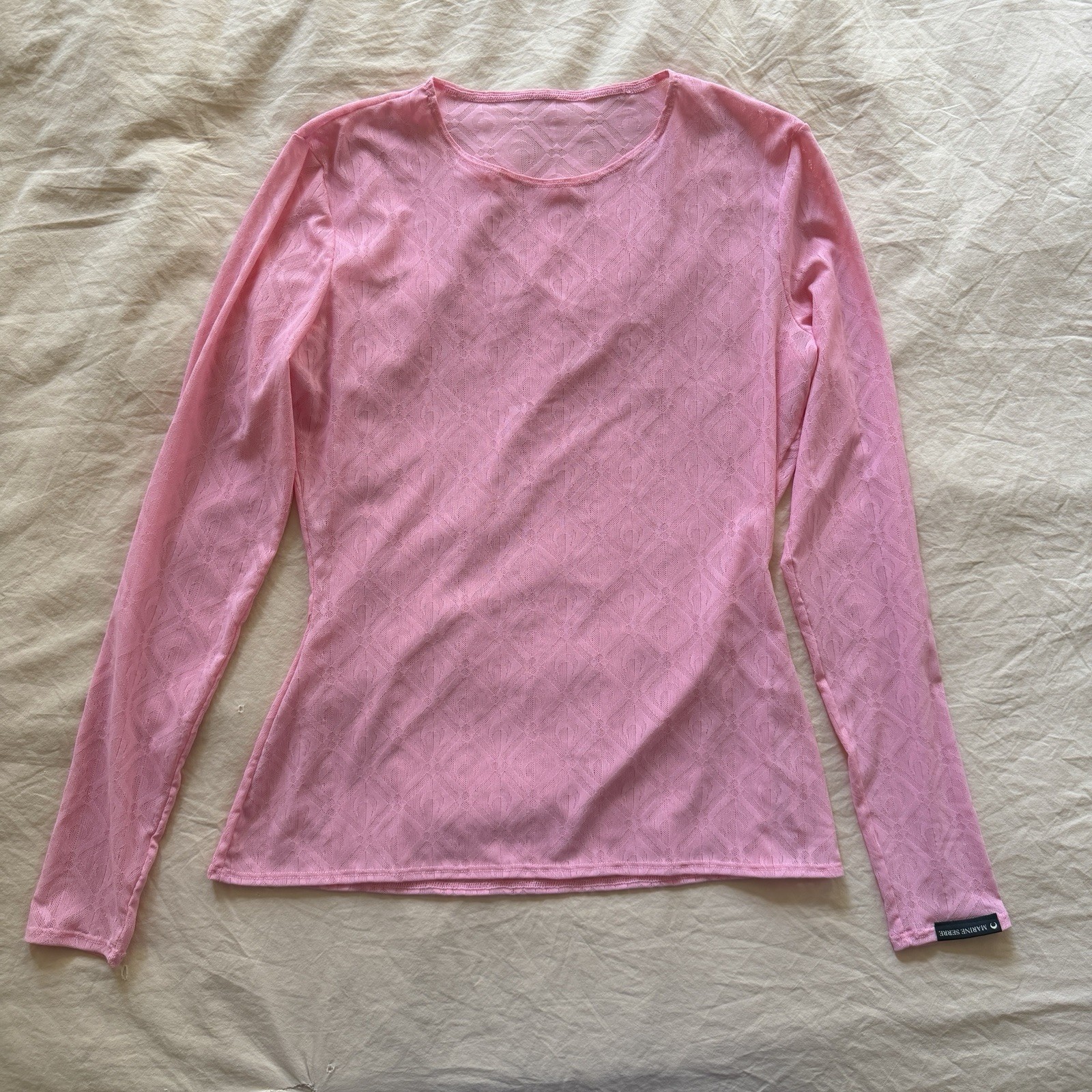 MARINE SERRE Moon Diamant Second Skin Pink Mesh Top $450 RARE