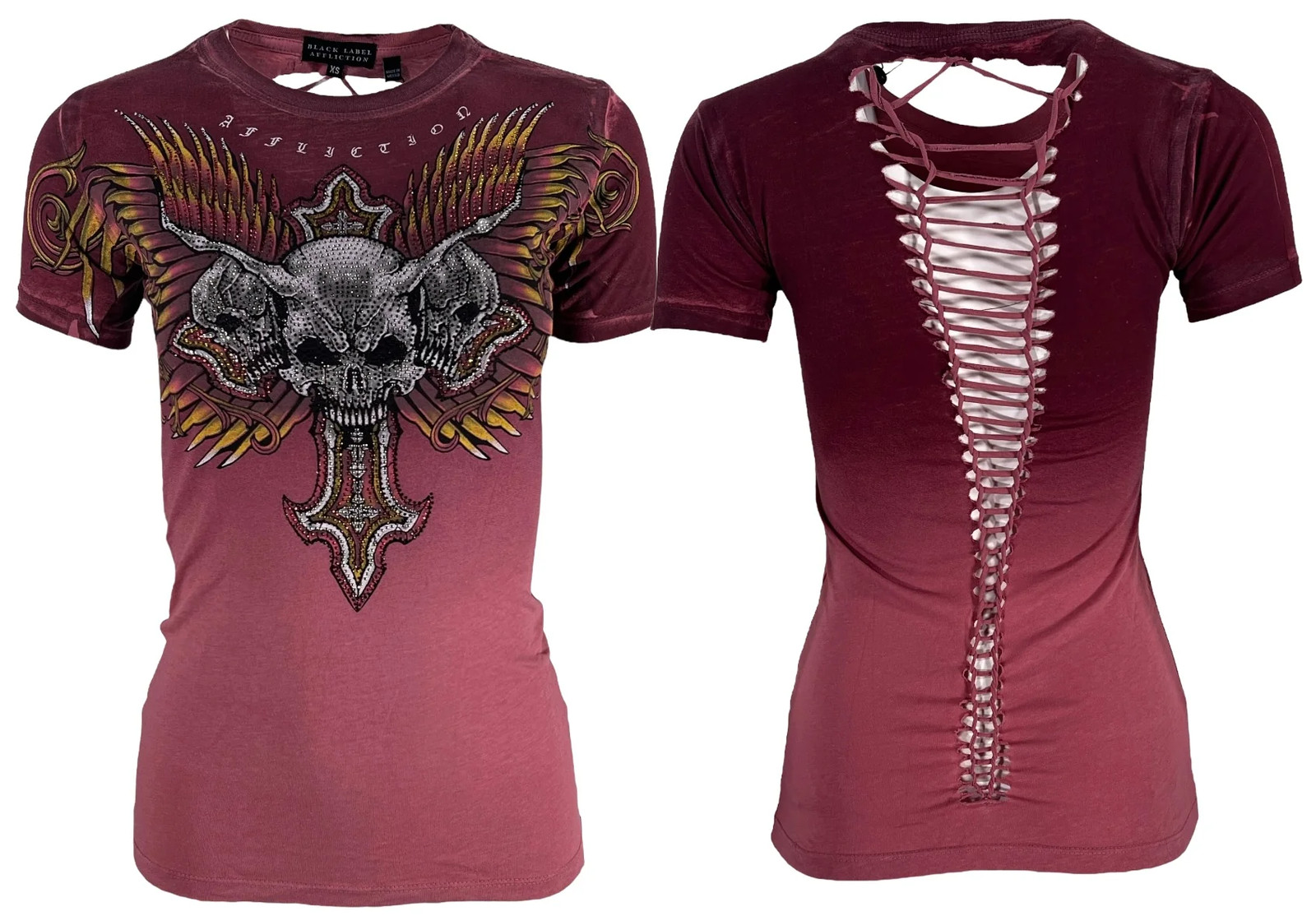 Affliction Women’s T-Shirt Hyper Speed Biker Tattoo