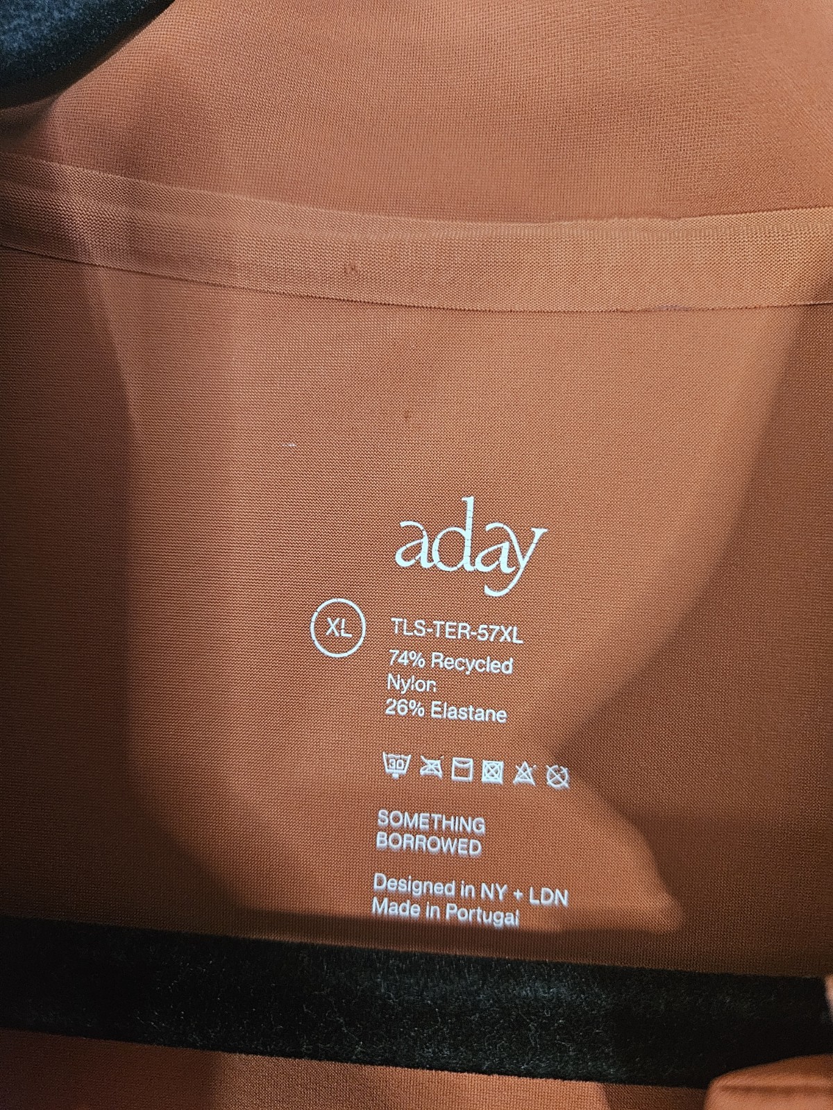 ADAY Something Borrowed Shirt Orange High Low Split Neck Long Sleeve Tunic XL