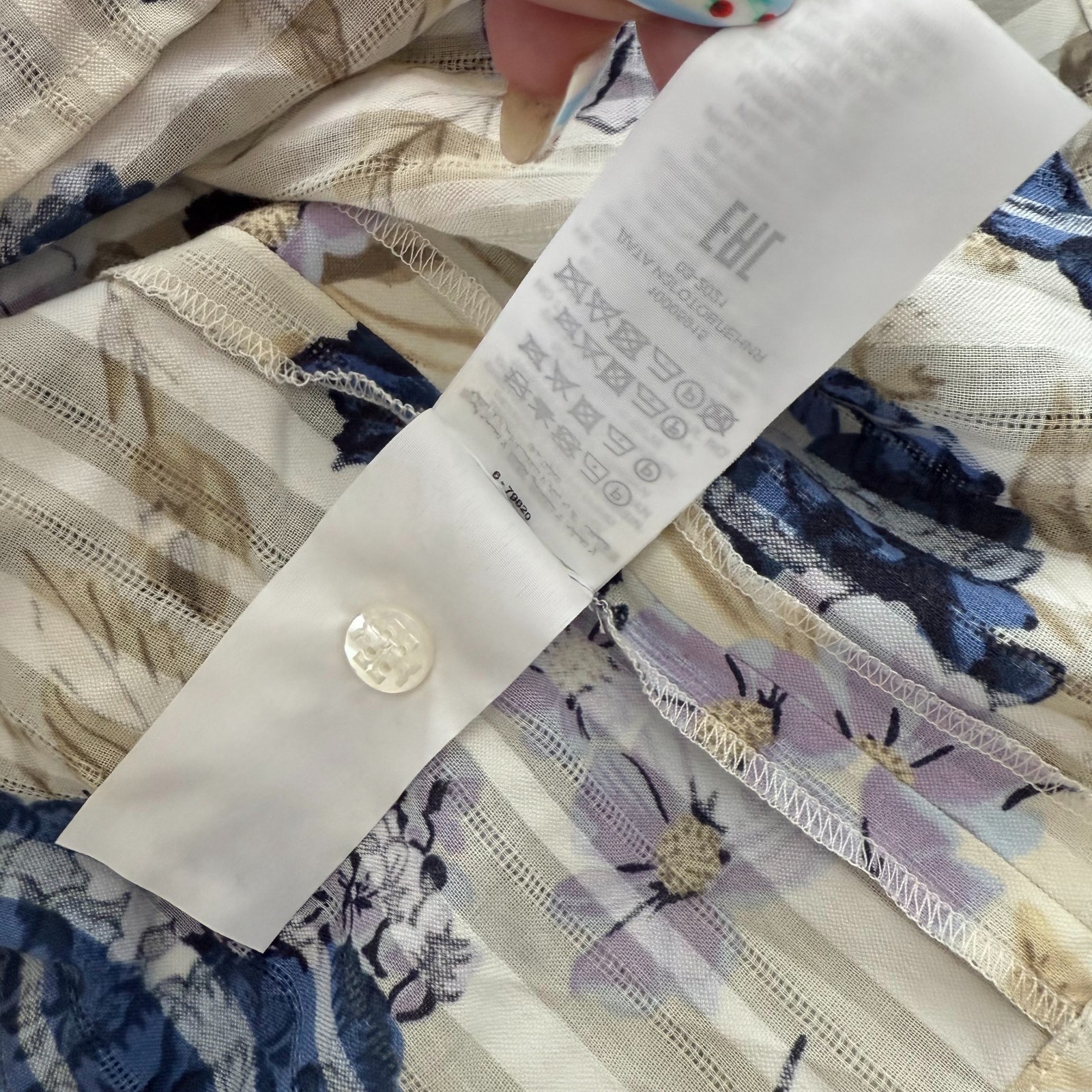Tory Burch Tunic Top Women’s XL Multicolor Floral Cotton Button Collared Lined